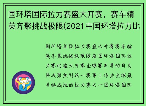 国环塔国际拉力赛盛大开赛，赛车精英齐聚挑战极限(2021中国环塔拉力比赛时间)